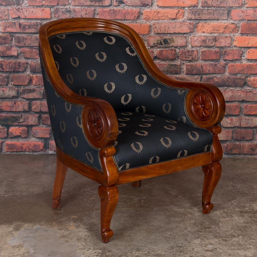 20th Century Pair of Antique Danish Mahogany Armchairs / Club Chairs