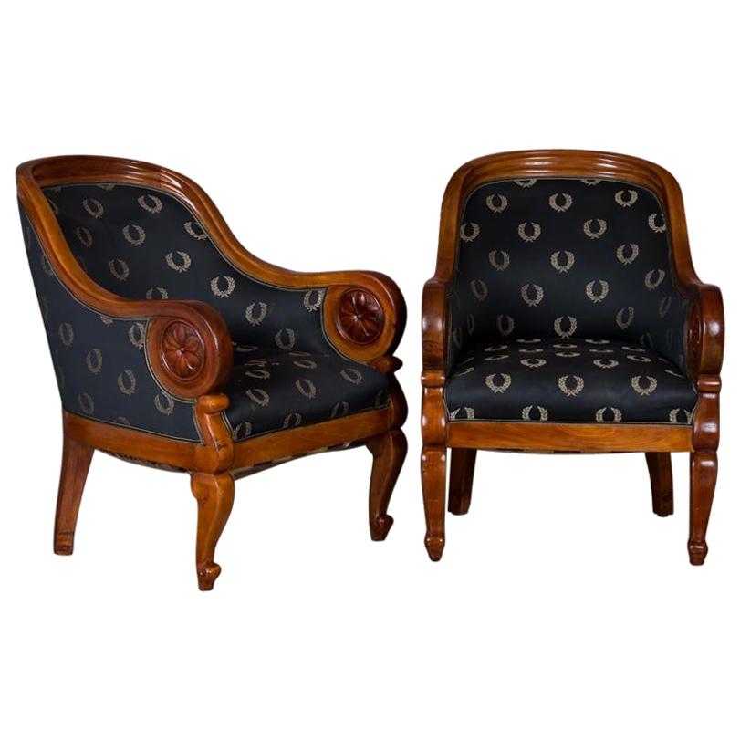 Pair of Antique Danish Mahogany Armchairs / Club Chairs