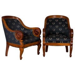 Pair of Antique Danish Mahogany Armchairs / Club Chairs