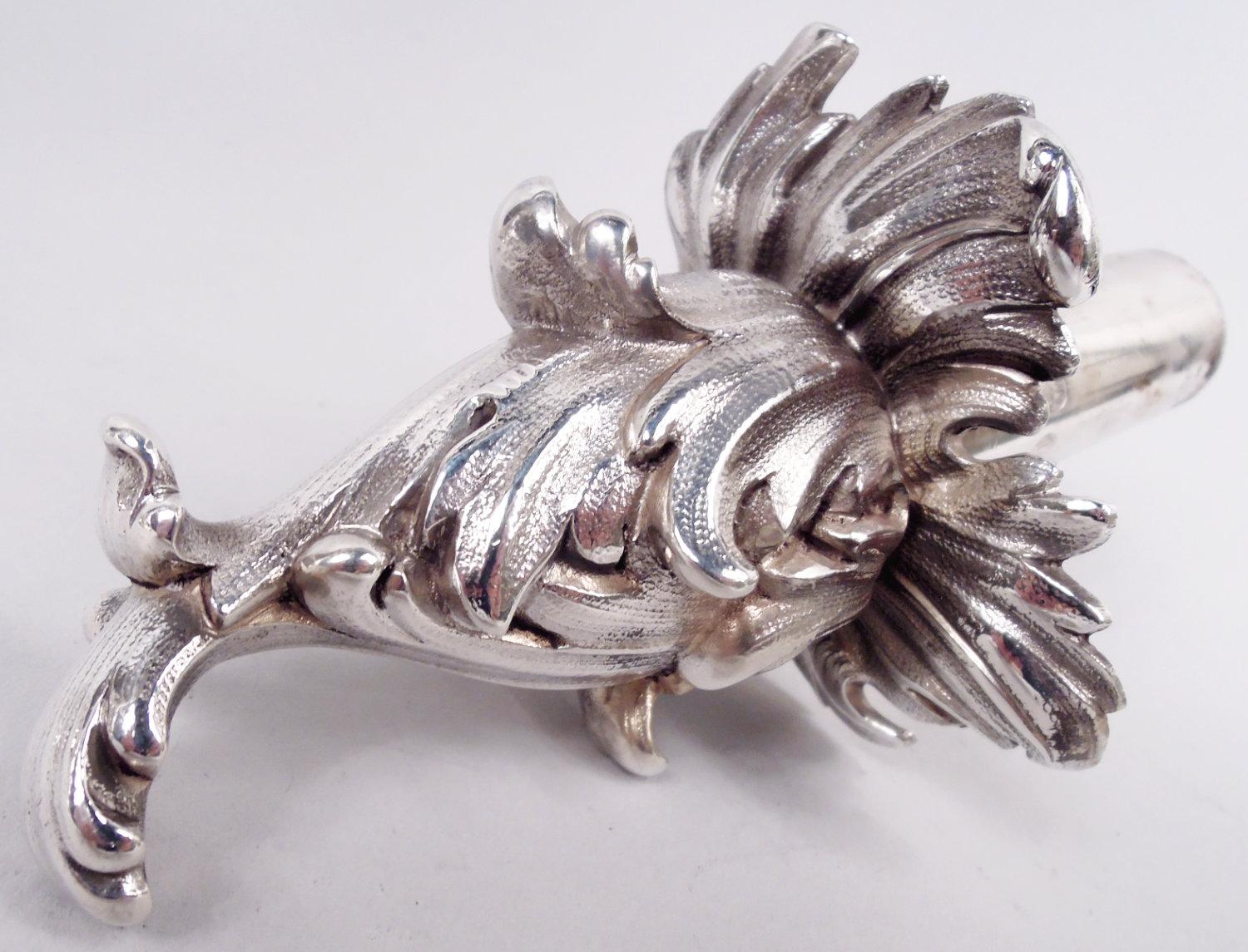 Early 20th Century Pair of Antique Danish Rococo Sterling Silver 7-Light Candelabra, 1914 For Sale
