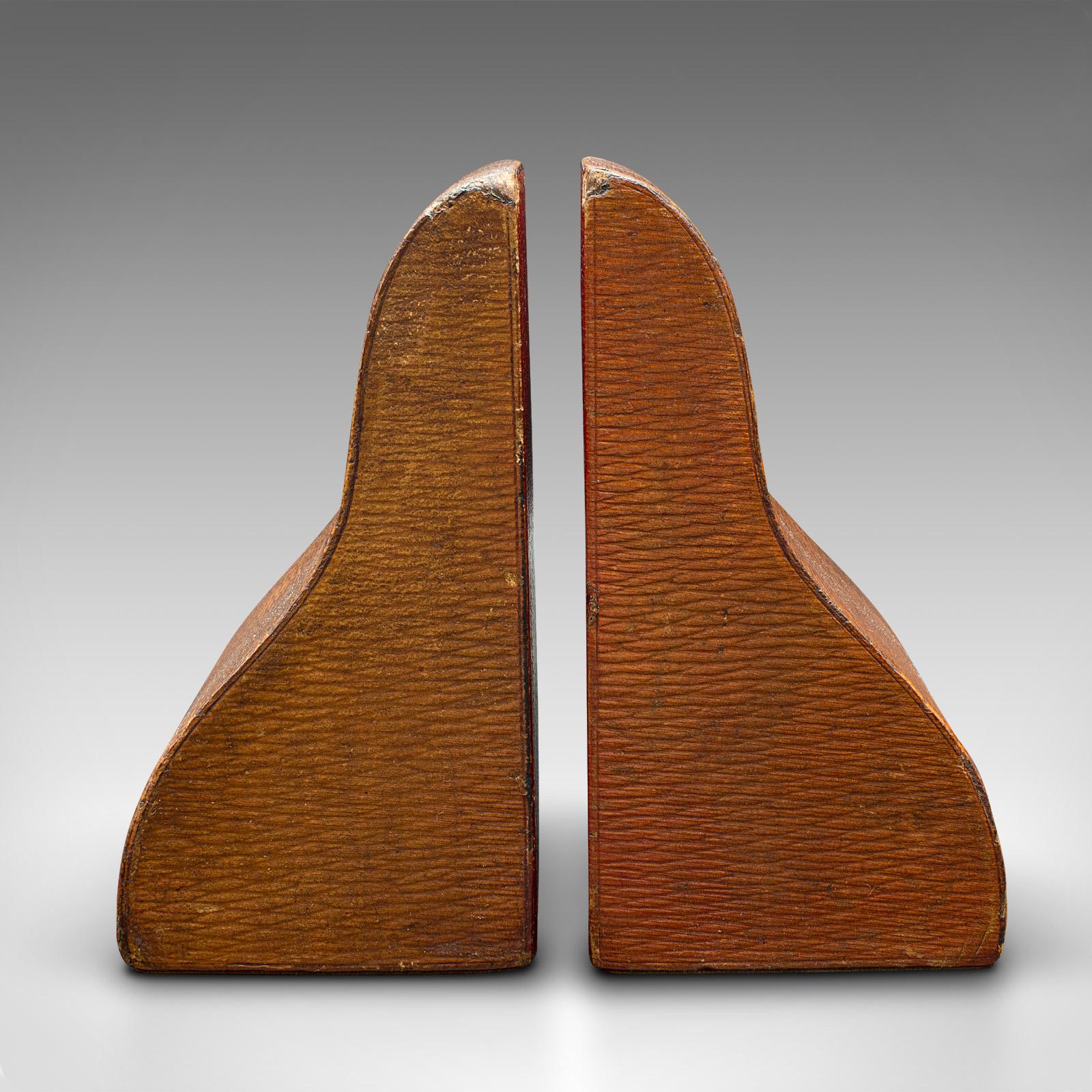 British Pair Of Antique Decorative Bookends, English, Leather, Book Rest, Edwardian For Sale