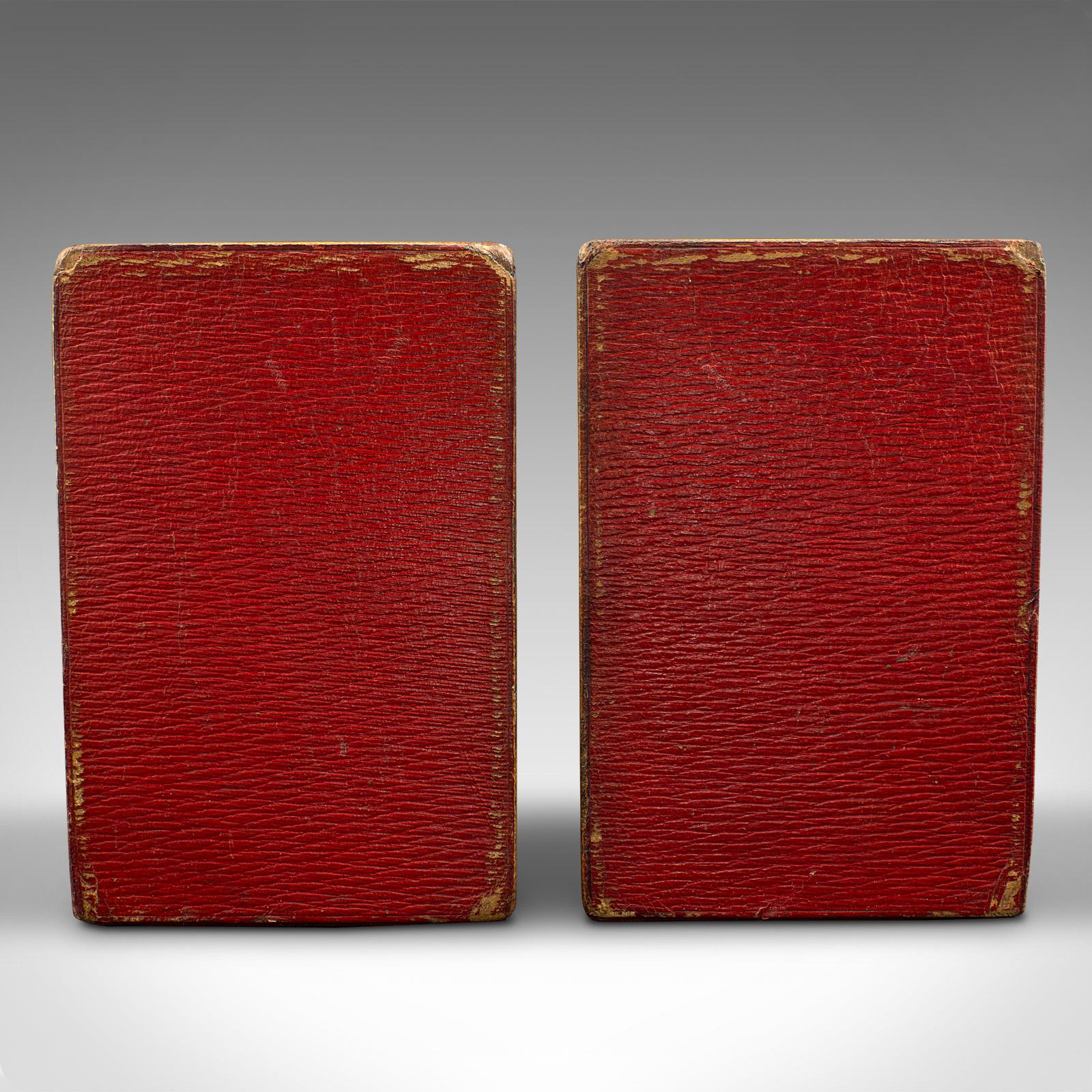 20th Century Pair Of Antique Decorative Bookends, English, Leather, Book Rest, Edwardian For Sale