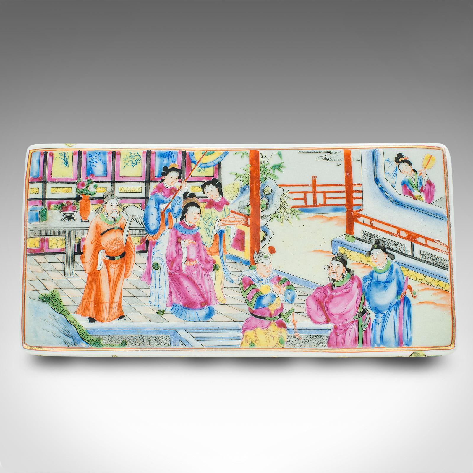 Par De Cajas Decorativas Antiguas, Chinas, Cerámica, Plato Con Tapa, Victorianas, 1900 en venta 1