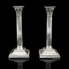 Pair Of Antique Decorative Candlesticks, English, Silver Plate, Late Victorian