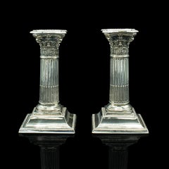Pair of Antique Decorative Candlesticks, Italian, Silver Plate, Grand Tour, 1860