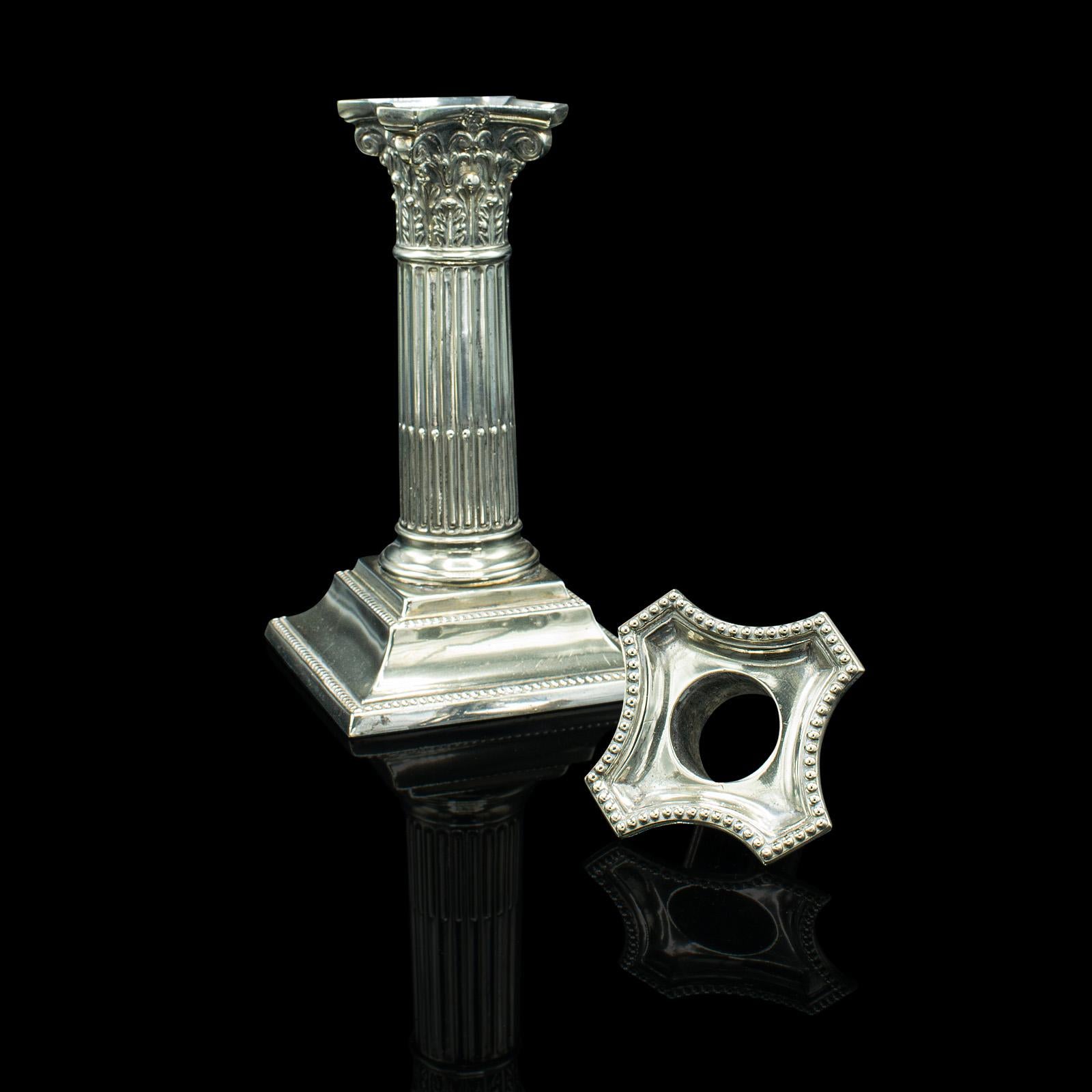 19th Century Pair of Antique Decorative Candlesticks, Italian, Silver Plate, Grand Tour, 1860 For Sale
