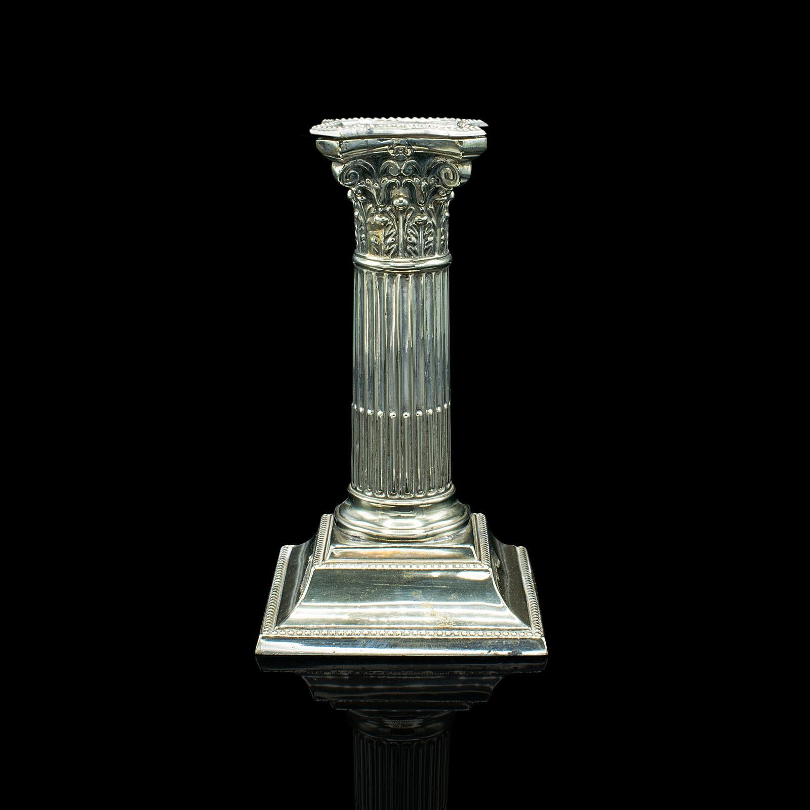 Pair of Antique Decorative Candlesticks, Italian, Silver Plate, Grand Tour, 1860 For Sale 1