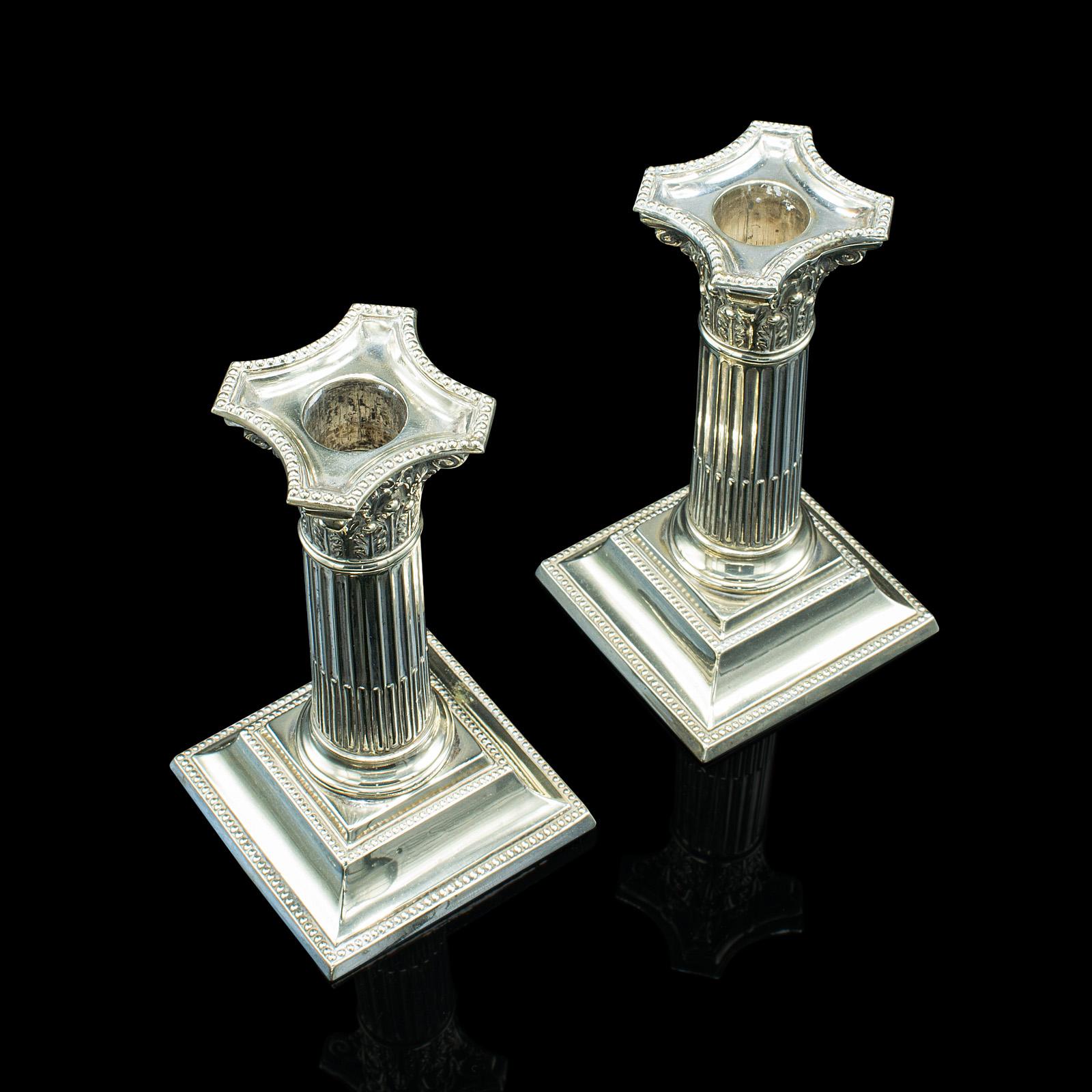 Pair of Antique Decorative Candlesticks, Italian, Silver Plate, Grand Tour, 1860 For Sale 2