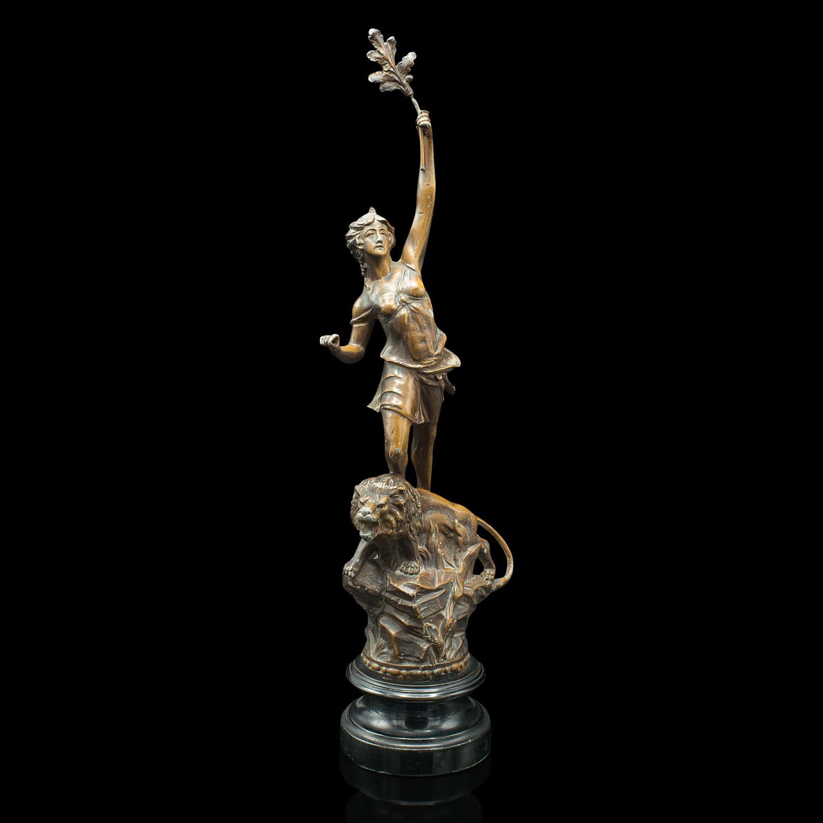 20th Century Pair Of Antique Decorative Figures, French Bronze Spelter, Classic Taste, Statue