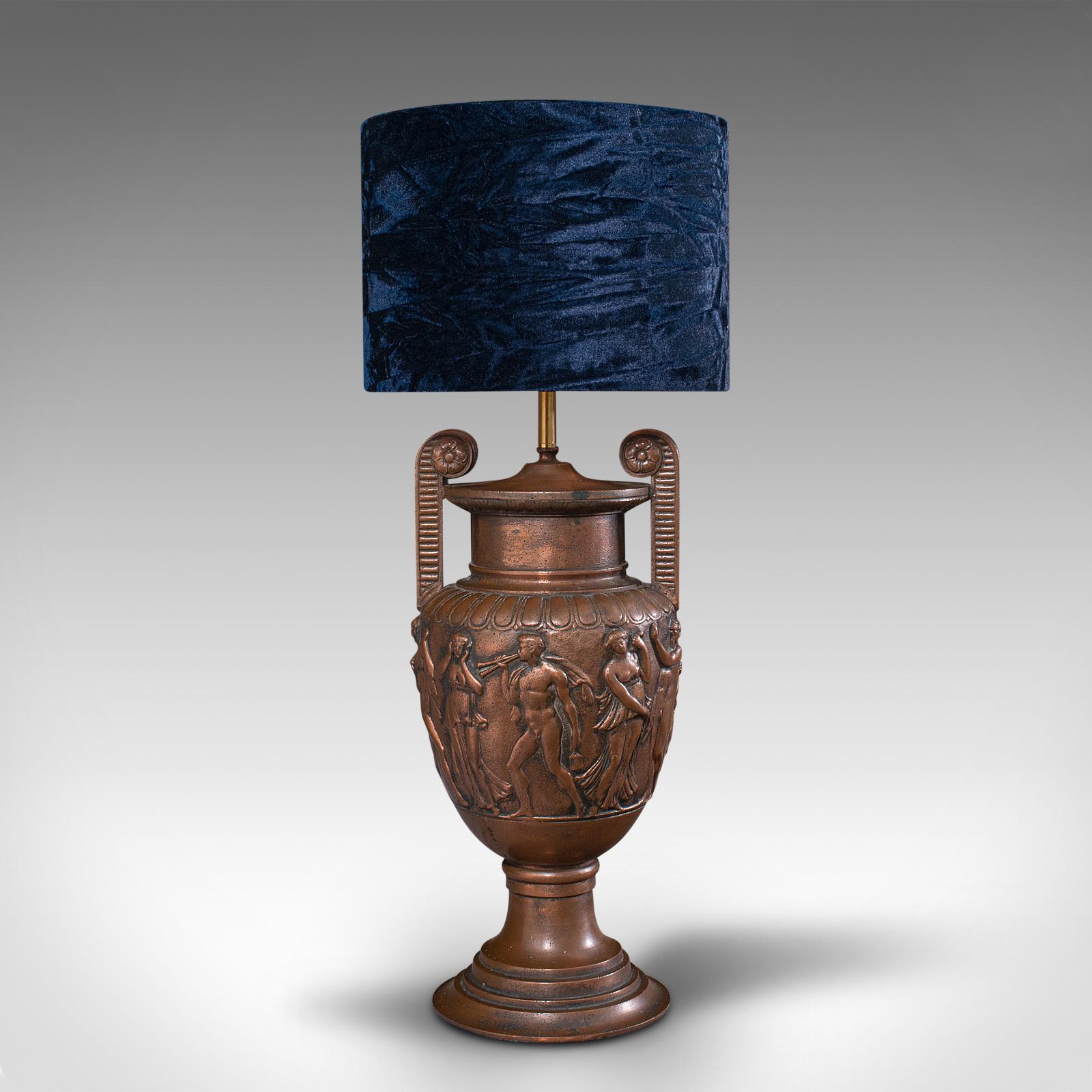 British Pair of Antique Decorative Lamps, Bronze, Table Light, Townley Vase, Victorian For Sale