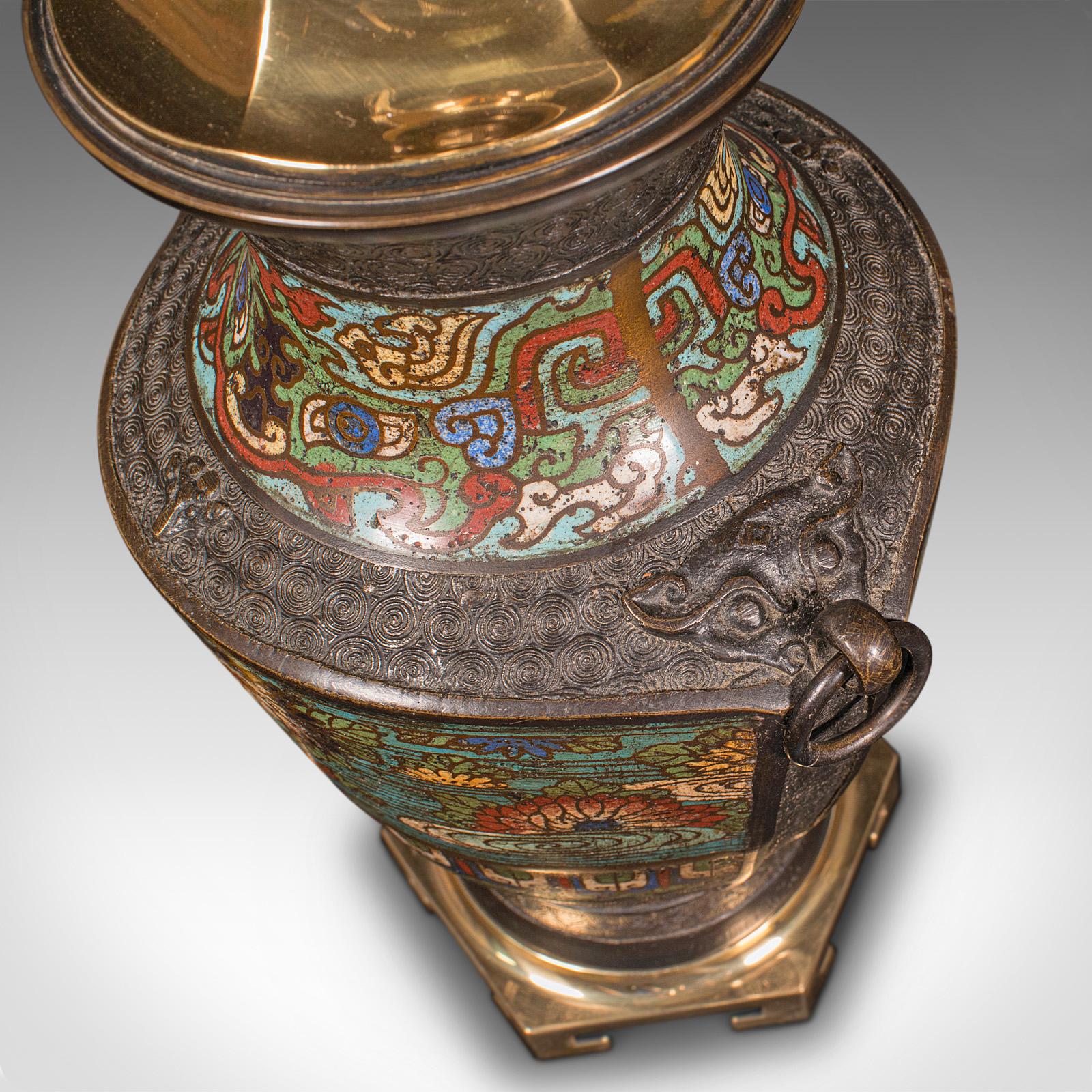 Pair Of Antique Decorative Lamps, Japanese, Bronze, Table Light, Victorian, 1880 8
