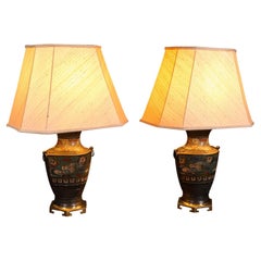 Pair Of Antique Decorative Lamps, Japanese, Bronze, Table Light, Victorian, 1880