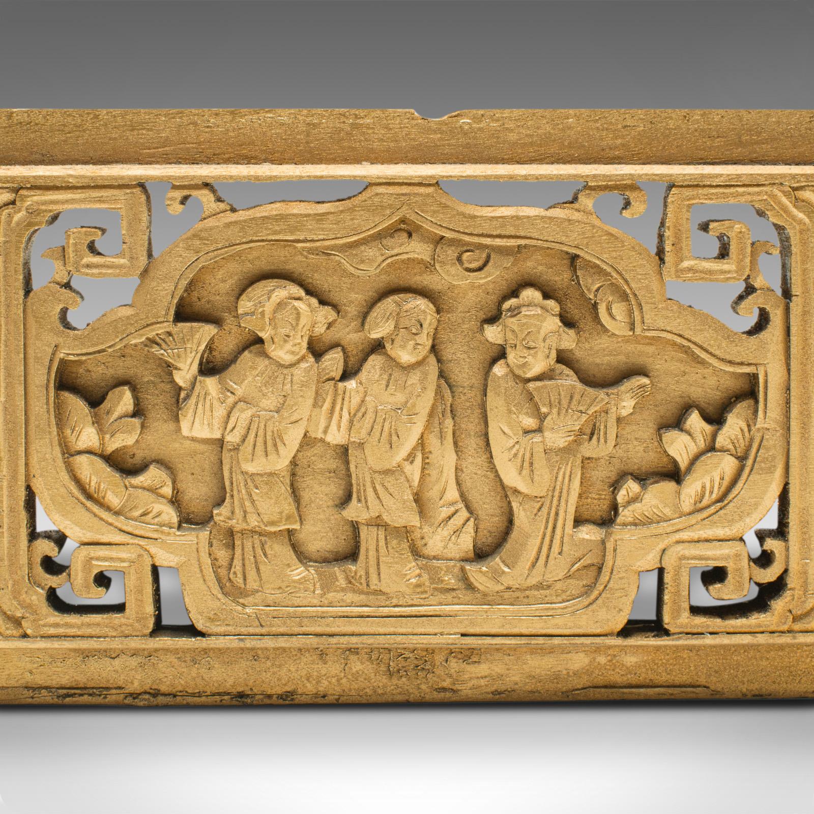 Wood Pair of Antique Decorative Panels, Japanese, Carved Fretwork, Victorian, C.1900