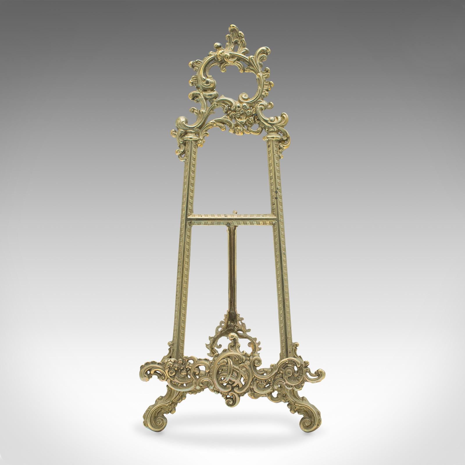 Art Nouveau Pair of Antique Decorative Picture Stands, English, Brass, Book Rest, Art Easel