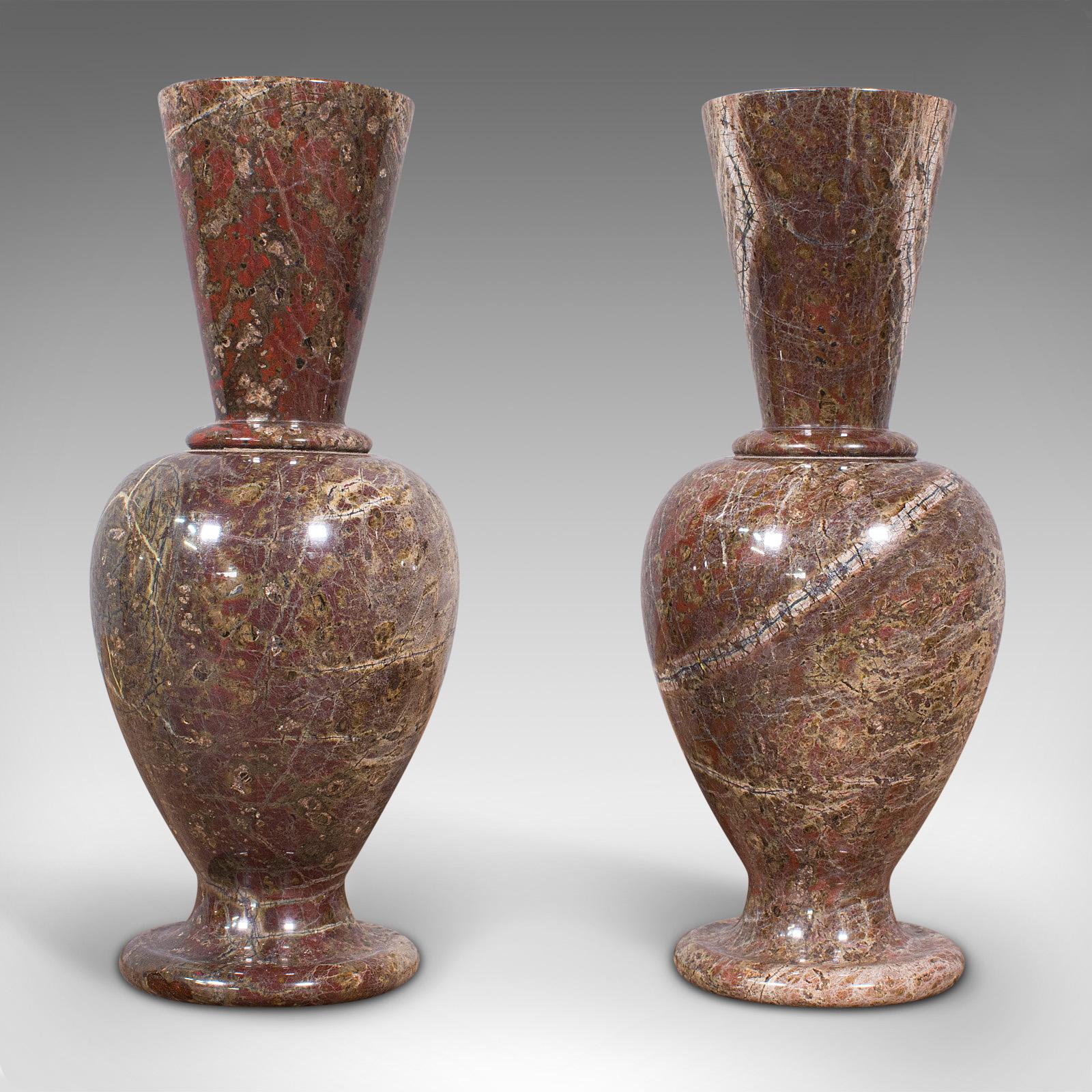 British Pair of Antique Decorative Posy Vases, English, Granite, Flower Urn, Victorian For Sale