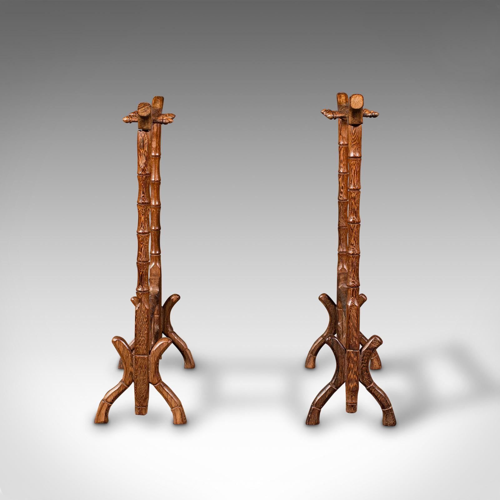 Pair of Antique Decorative Spoon Rests, Japanese, Teak, Kitchen Stand, Victorian In Good Condition For Sale In Hele, Devon, GB