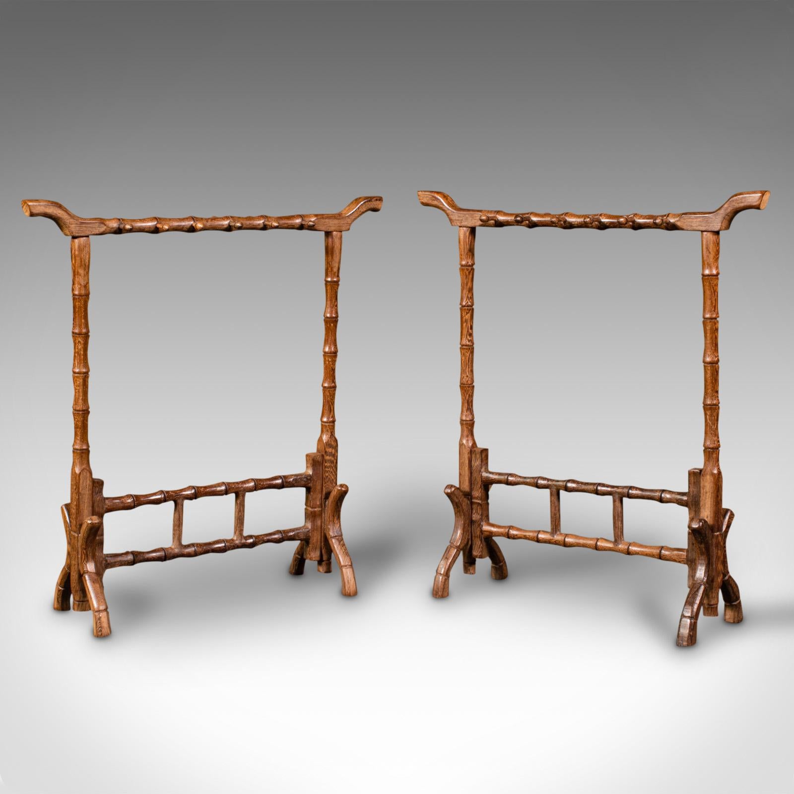 19th Century Pair of Antique Decorative Spoon Rests, Japanese, Teak, Kitchen Stand, Victorian For Sale