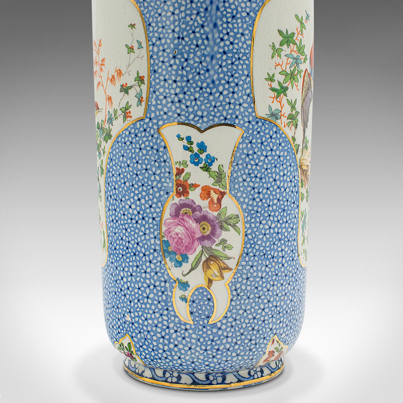 Pair of Antique Decorative Stem Vases, English, Ceramic Flower Sleeve, Edwardian For Sale 7