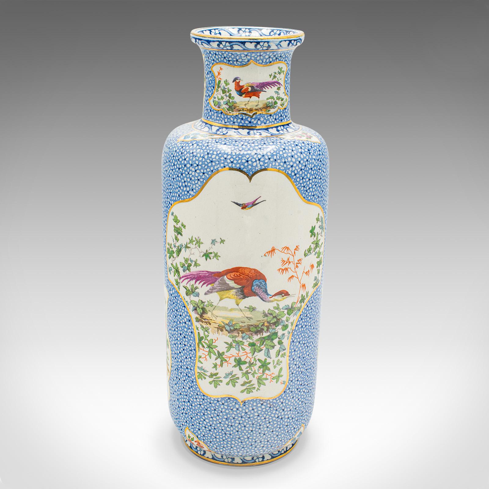19th Century Pair of Antique Decorative Stem Vases, English, Ceramic Flower Sleeve, Edwardian For Sale