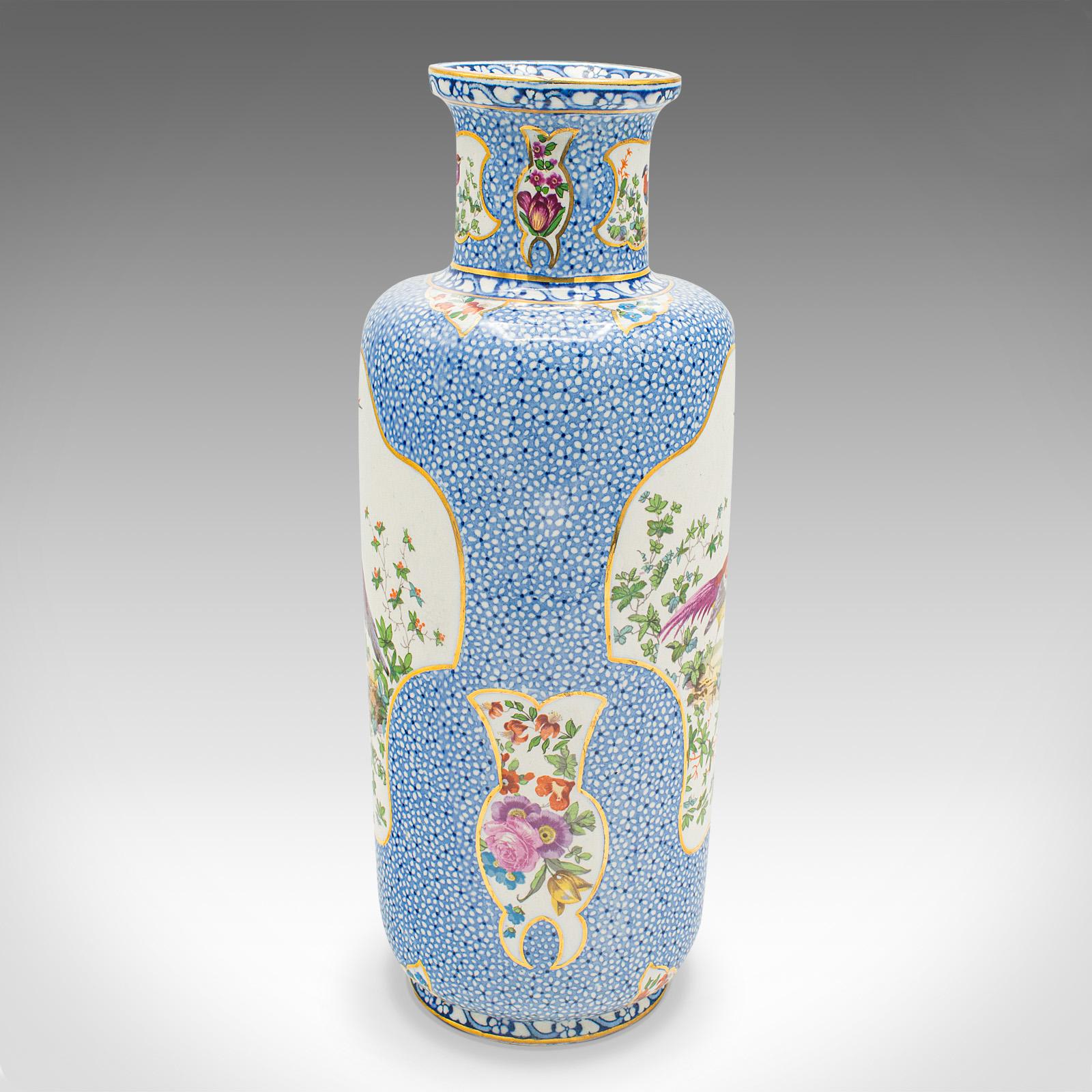 Pair of Antique Decorative Stem Vases, English, Ceramic Flower Sleeve, Edwardian For Sale 1