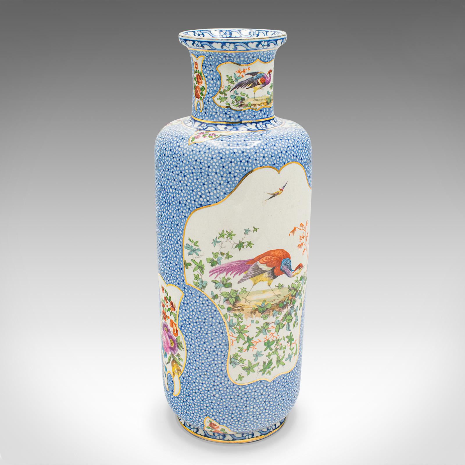 Pair of Antique Decorative Stem Vases, English, Ceramic Flower Sleeve, Edwardian For Sale 3