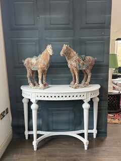 Pair of Antique Decorative Tang-Style Hand Painted Wooden Horses