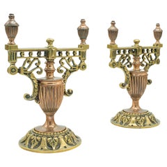 Ein Paar antike dekorative Werkzeugstützen, Grand Tour, Messing, Kaminsims, viktorianisch