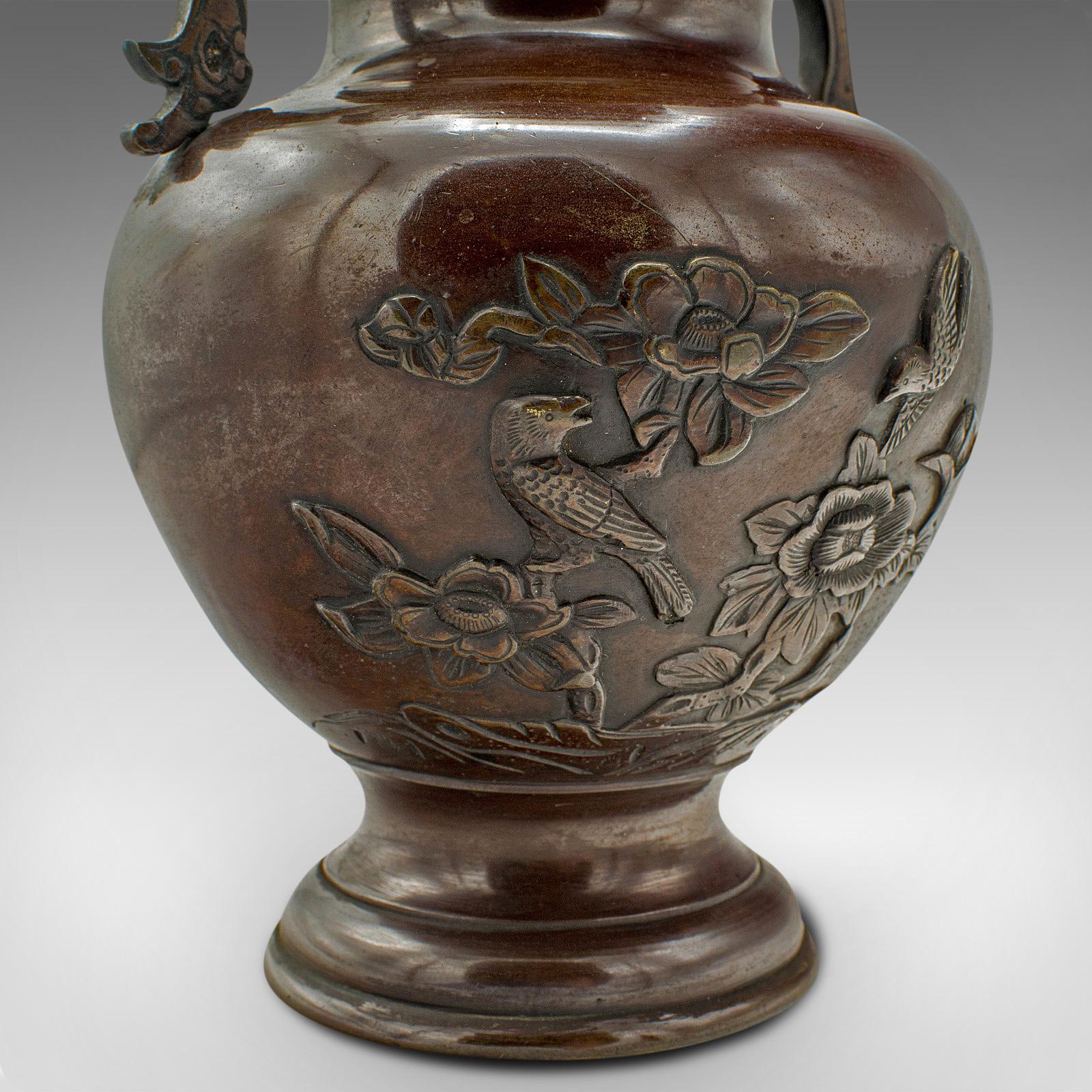 Pair Of Antique Decorative Urns, Japanese, Bronze, Vase, Edo Period, Victorian For Sale 8