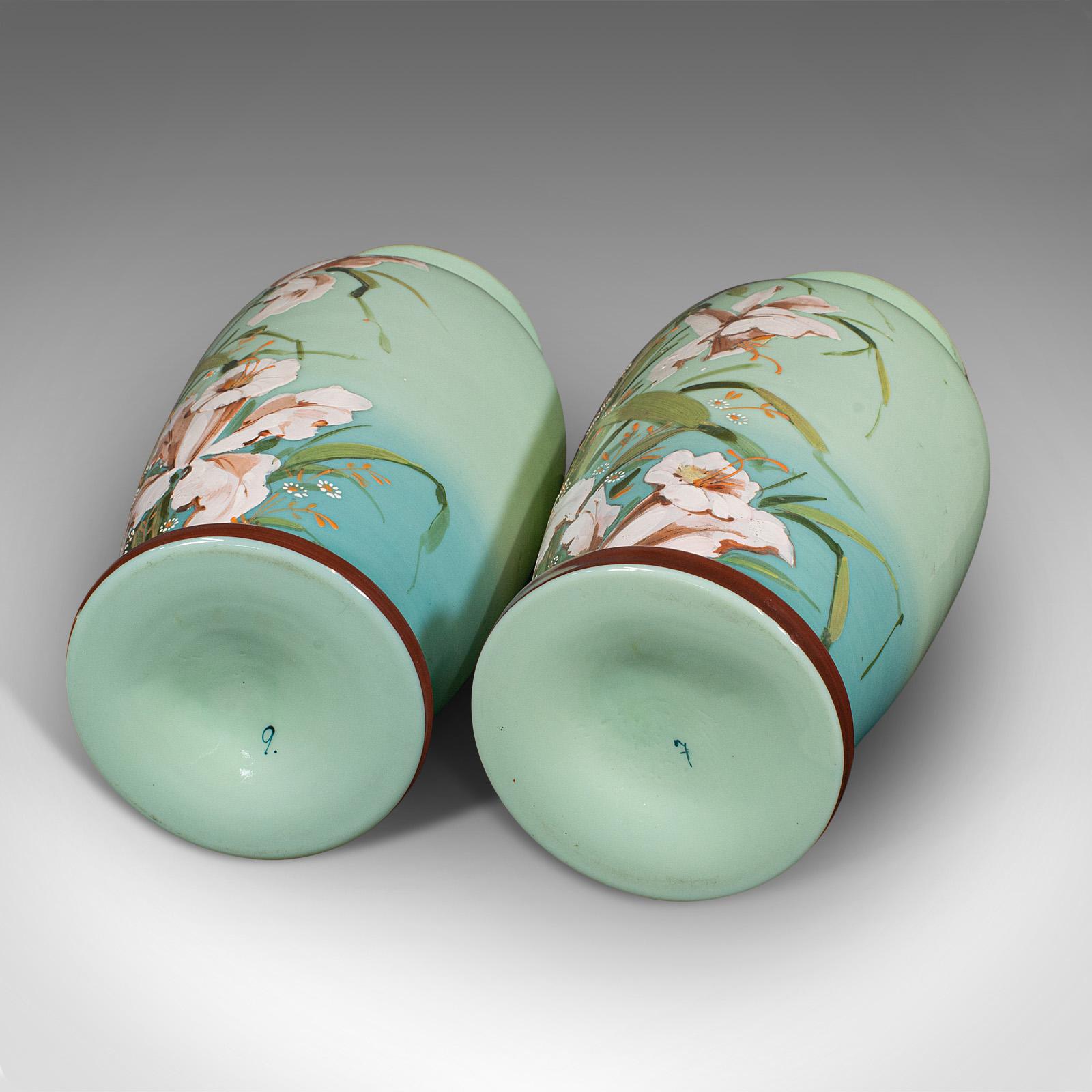 Pair of Antique Decorative Vases, Continental, Opaque Glass, Victorian, C.1900 For Sale 4