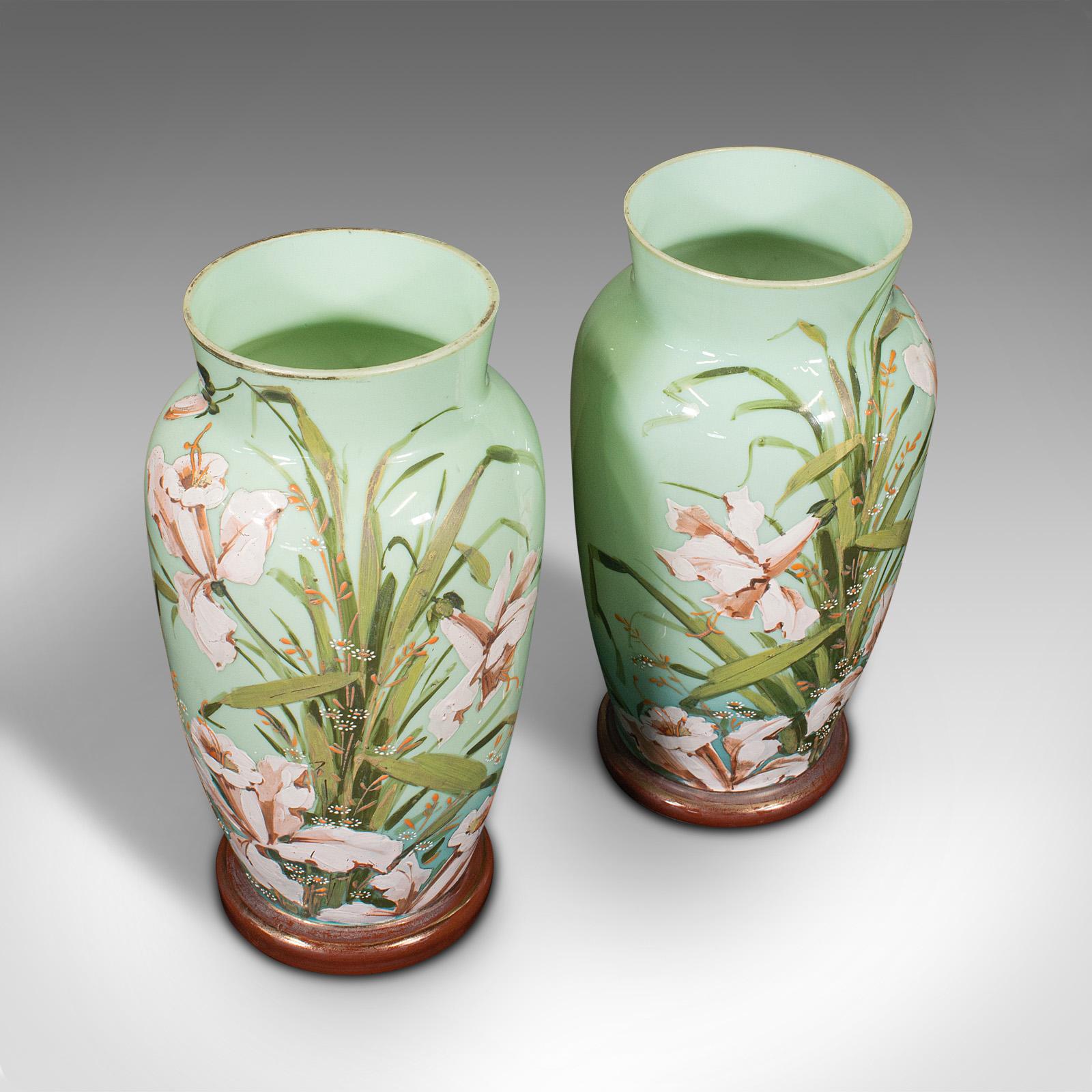 Pair of Antique Decorative Vases, Continental, Opaque Glass, Victorian, C.1900 For Sale 1
