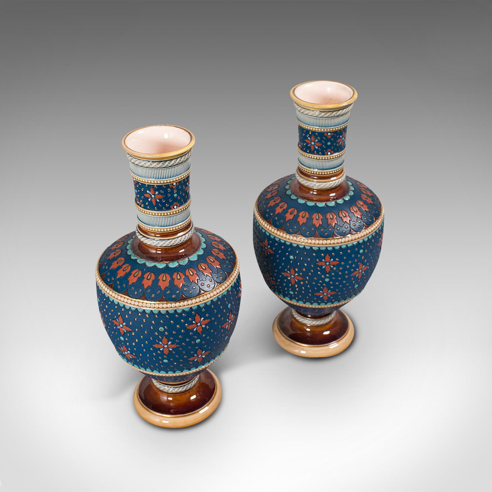 Pair of Antique Decorative Vases, German, Ceramic, Villeroy & Boch, Victorian 1