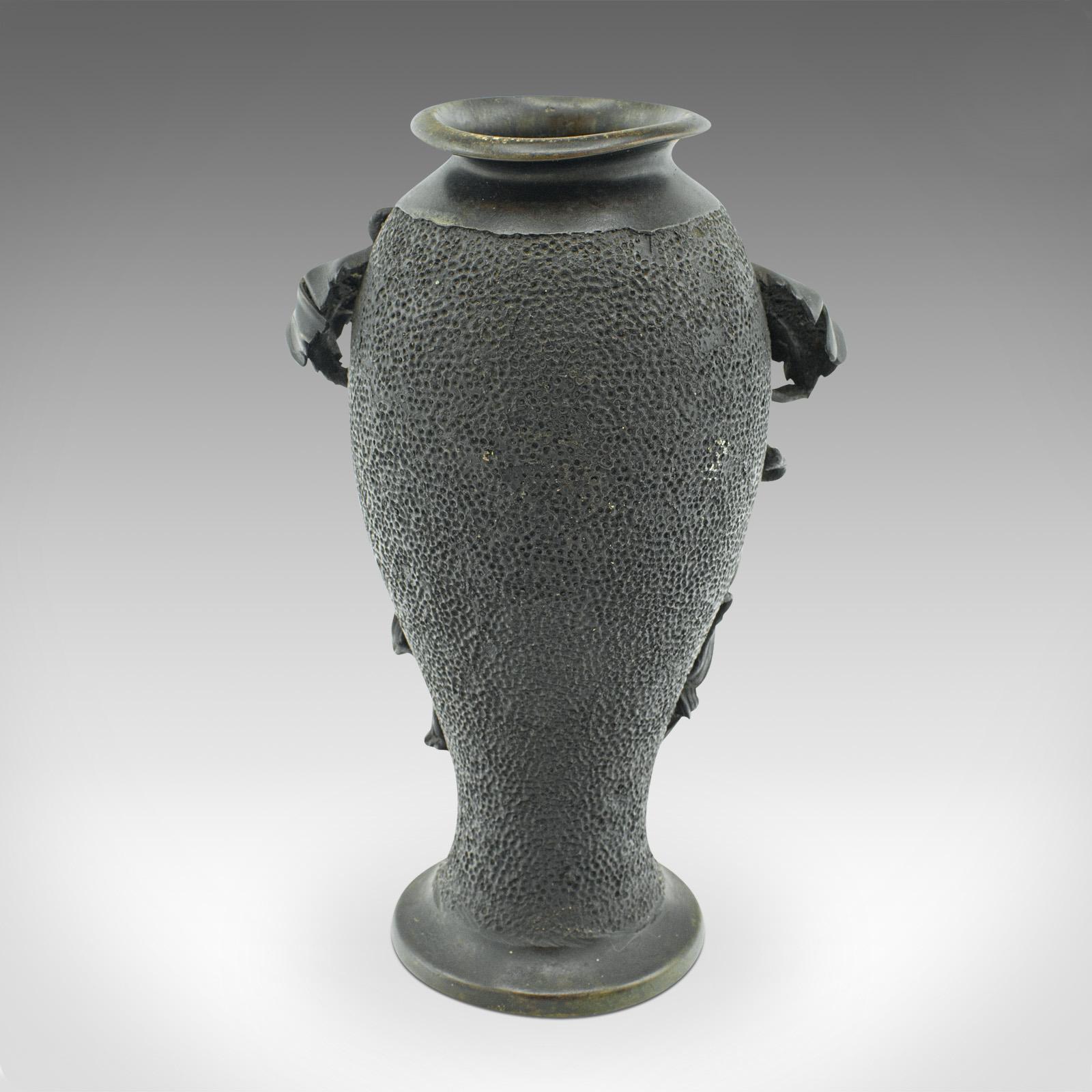 Pair Of Antique Decorative Vases, Japanese, Bronze Baluster, Meiji, Victorian For Sale 1