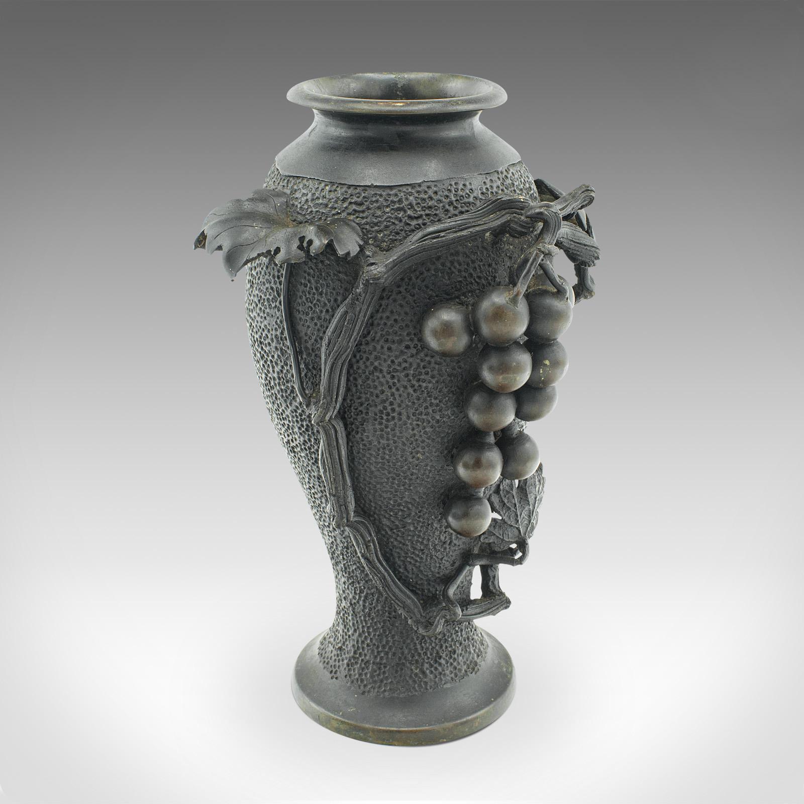 Pair Of Antique Decorative Vases, Japanese, Bronze Baluster, Meiji, Victorian For Sale 3