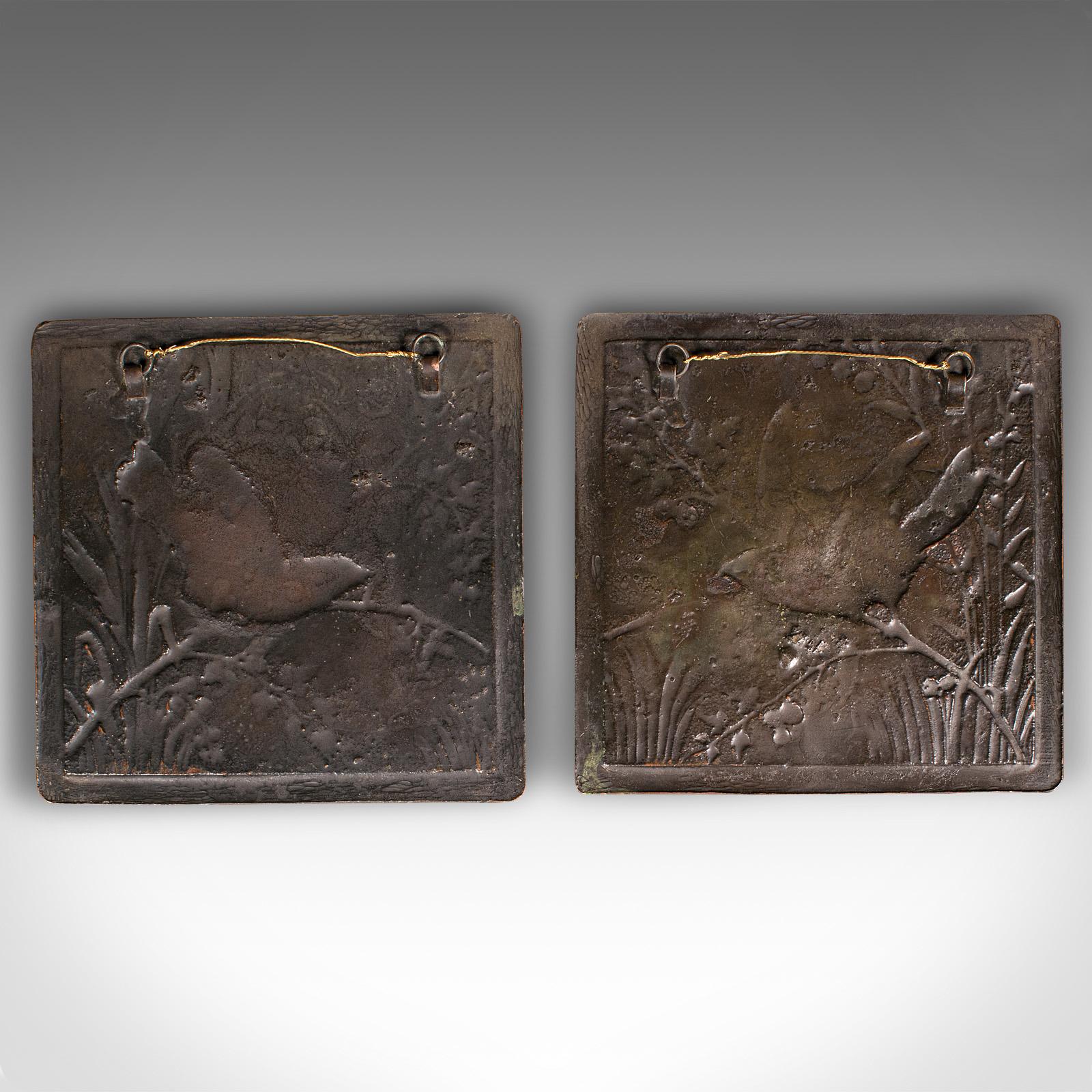 Pair Of Antique Decorative Wall Plaques, Japanese, Bronze, Edo Period, Victorian For Sale 3
