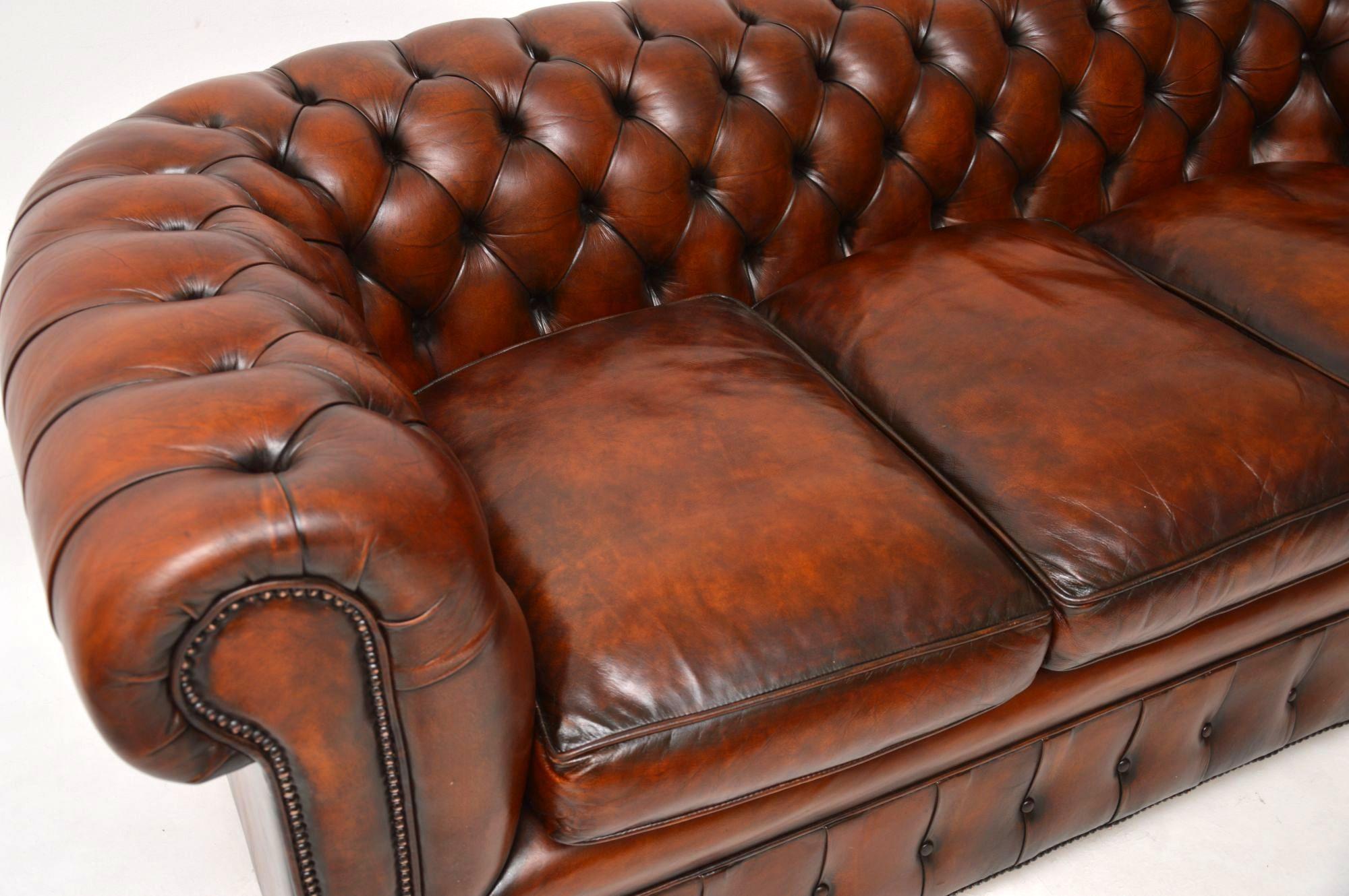 Pair of Antique Deep Buttoned Leather Chesterfield Sofas 3