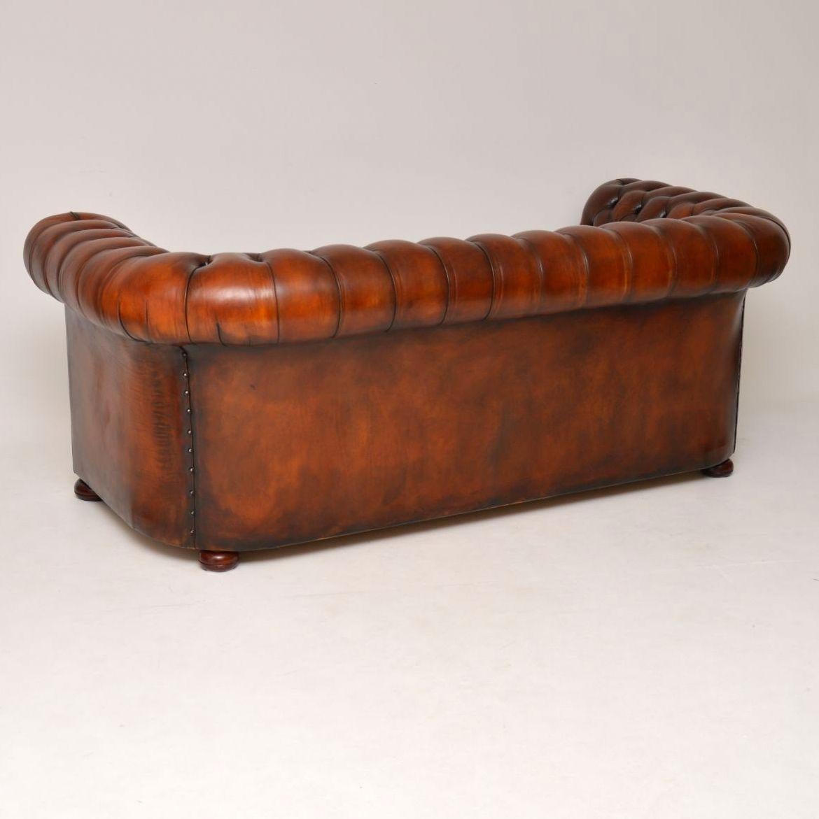 Pair of Antique Deep Buttoned Leather Chesterfield Sofas 2