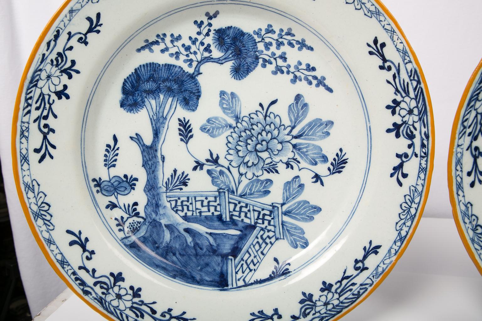 Pair of Antique Delft Blue and White Chargers 3