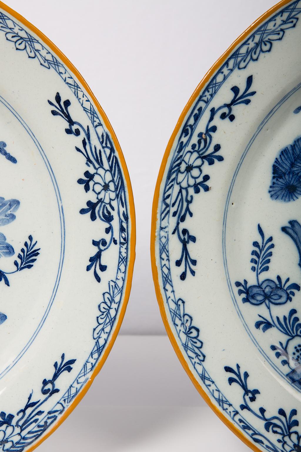 Pair of Antique Delft Blue and White Chargers 6