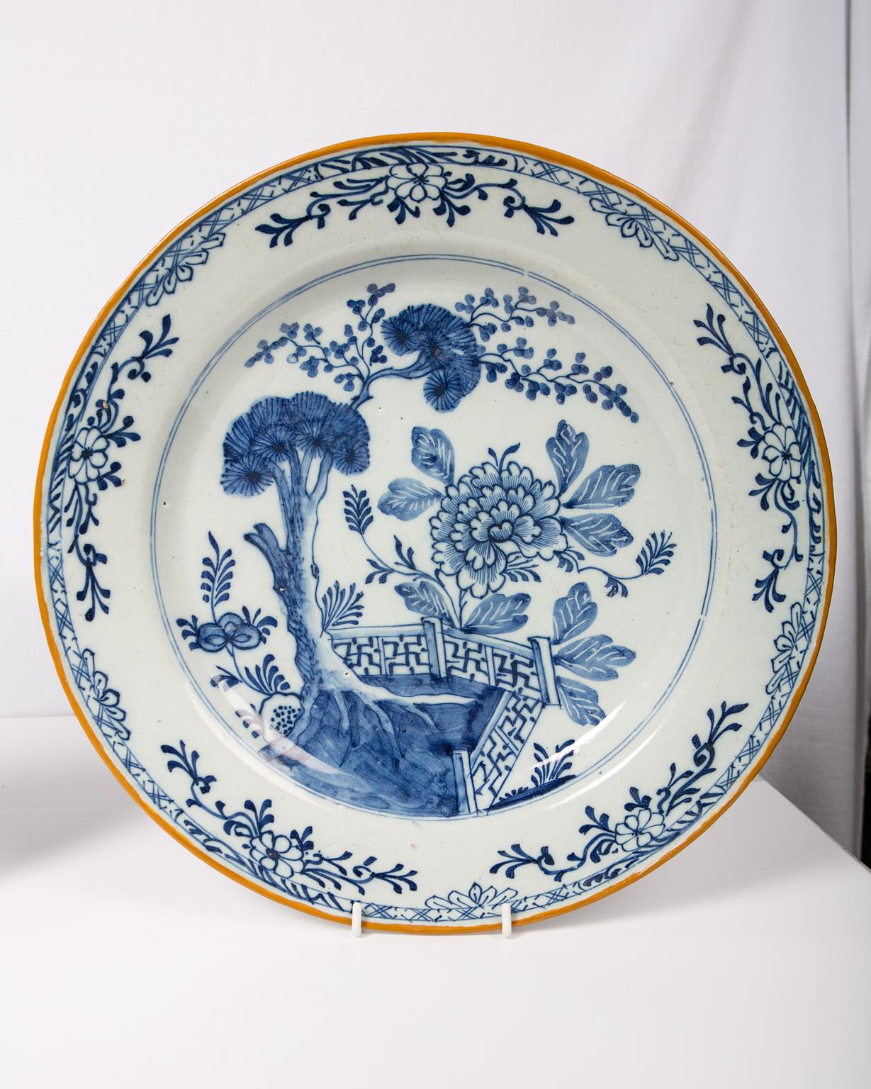 Pair of Antique Delft Blue and White Chargers 2