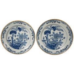 Pair of Antique Delft Blue and White Chargers