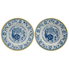 Pair of Antique Delft Blue and White Dishes Hand Painted Made Netherlands