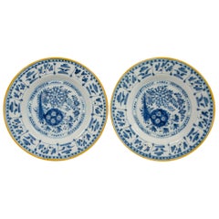 Pair of Antique Delft Blue and White Dishes Hand Painted Made Netherlands