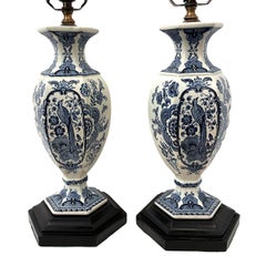Pair of Antique Delft Lamps