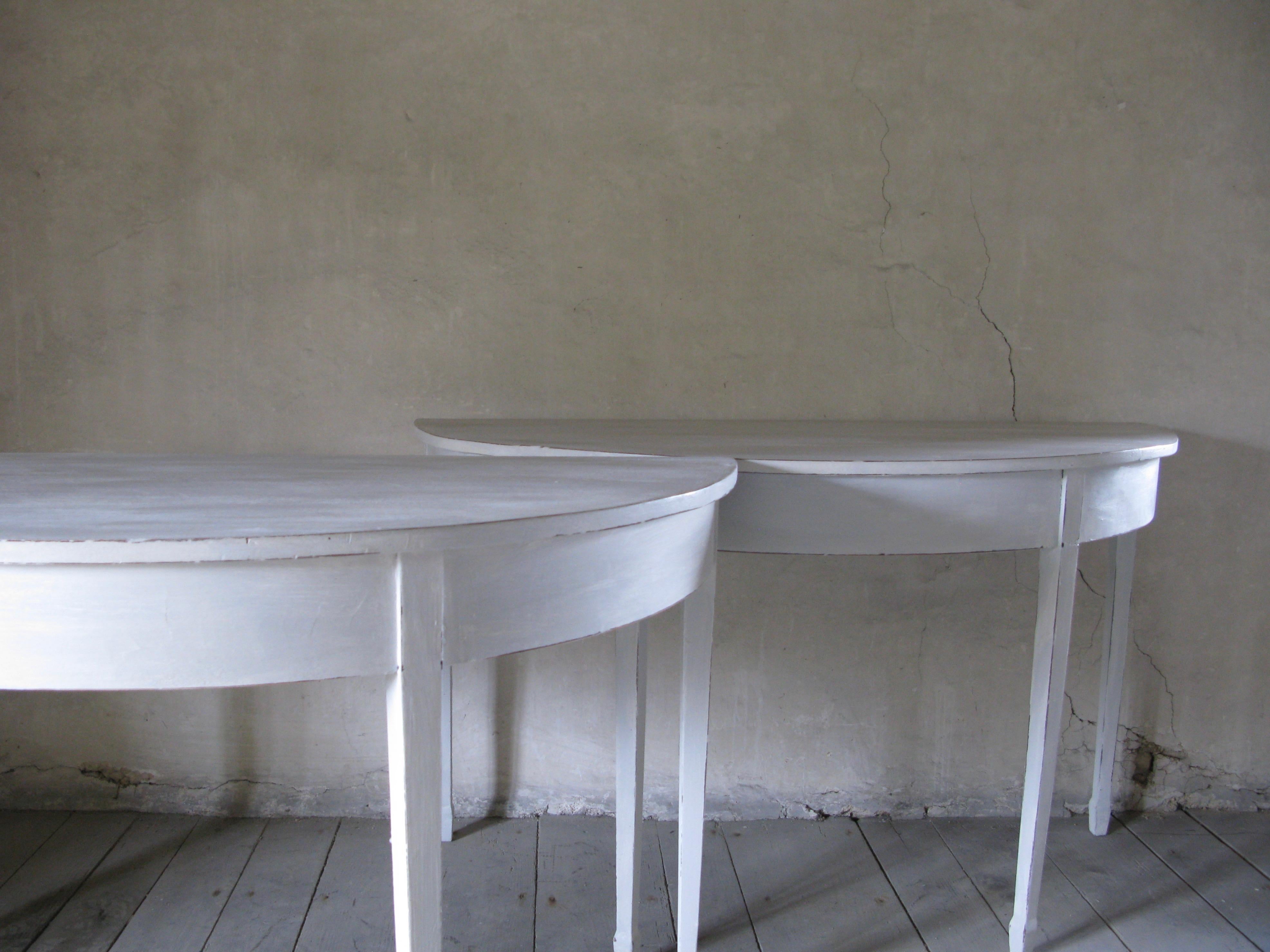 Gustavian Pair of Antique Demilune 19th Century Table, English