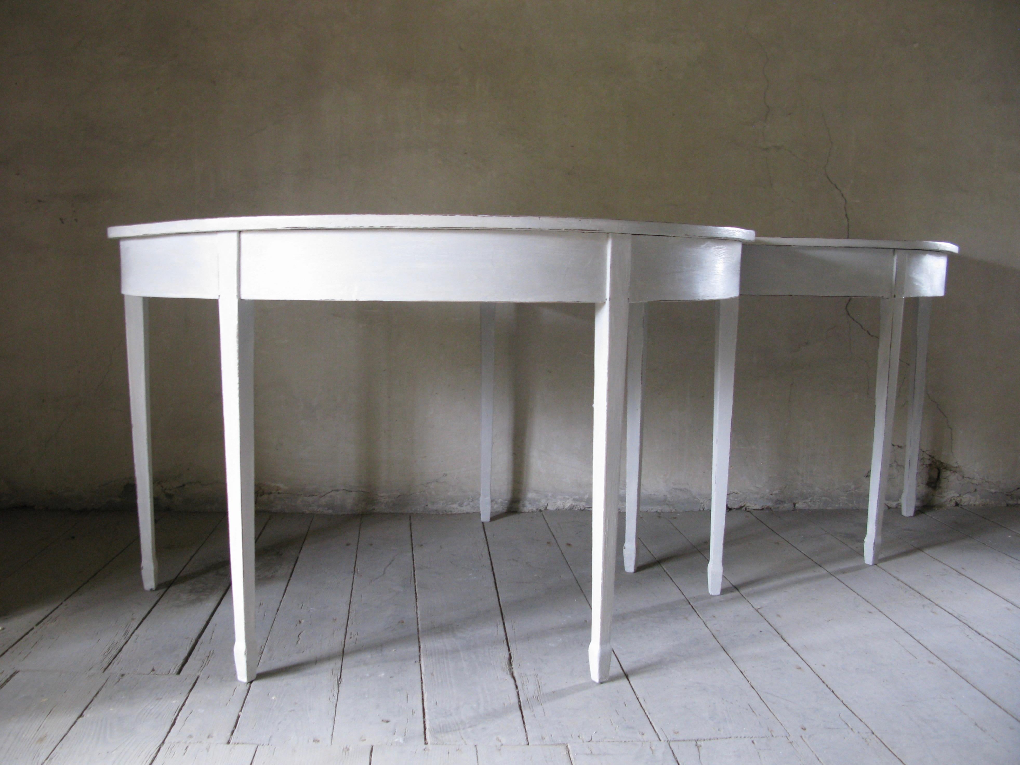 Pair of Antique Demilune 19th Century Table, English 1