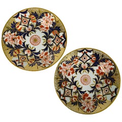 Pair of Antique Derby Imari-Style Plates Made, circa 1825
