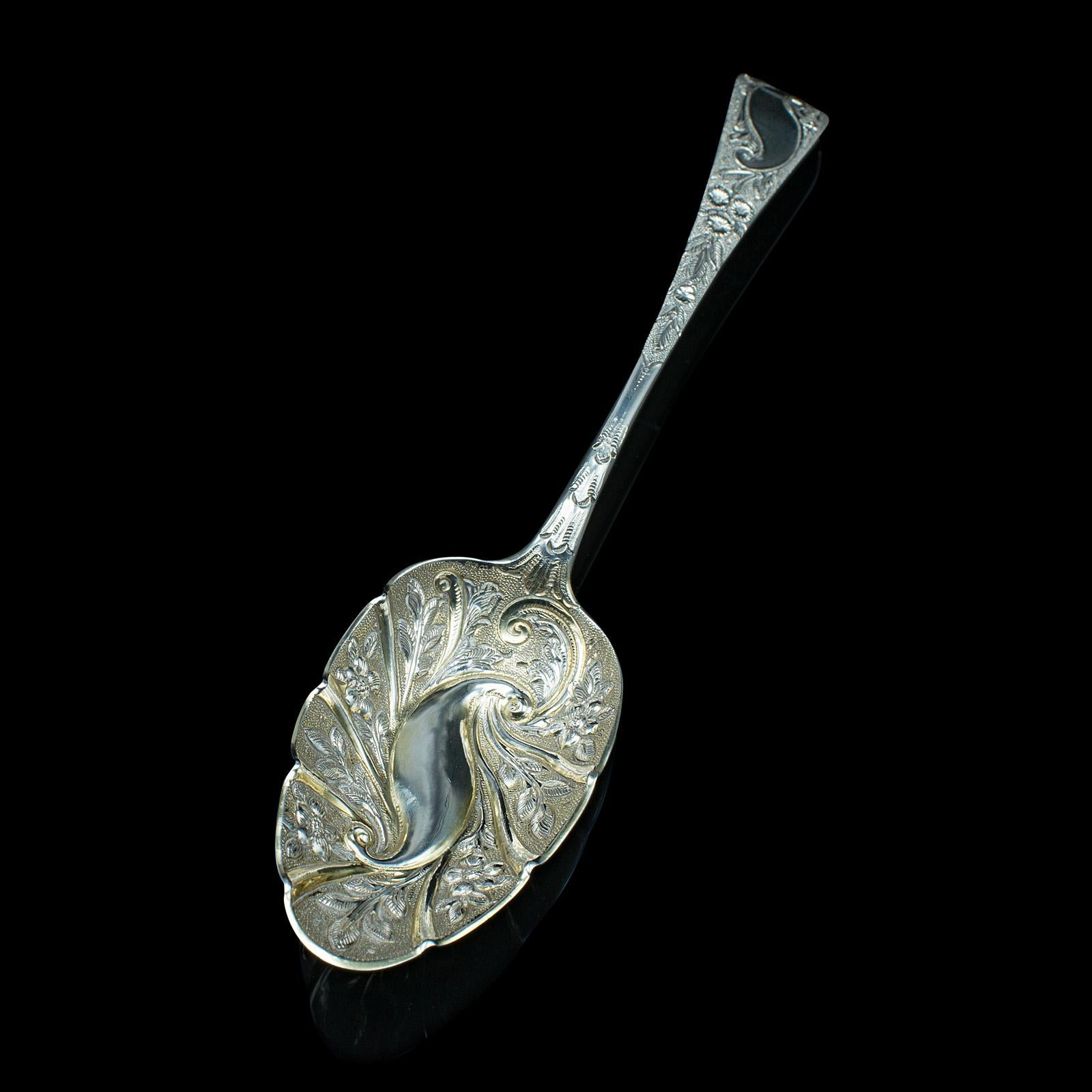 XIXe siècle Paire de cuillères à dessert anciennes anglaises, argentées, à trifle, poinçonnées, géorgiennes en vente