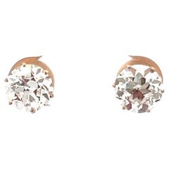 Par de pendientes de diamantes antiguos en monturas originales 3,22 quilates GIA E/F VS