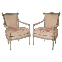 Pair of Antique Directoire Style Painted Armchairs