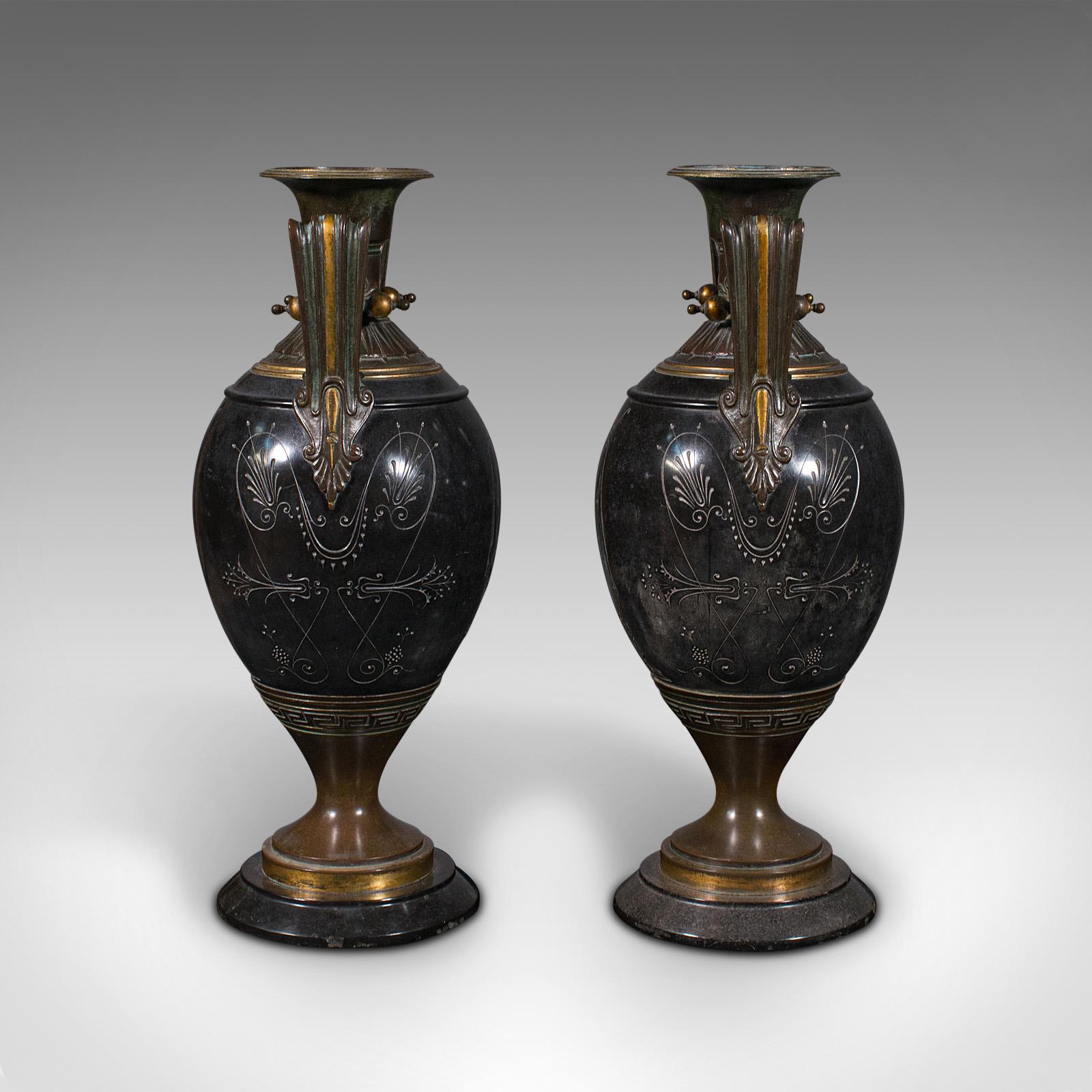 Pair of Antique Display Vases, Italian, Marble, Decorative Urn, Grand Tour, 1870 In Good Condition In Hele, Devon, GB